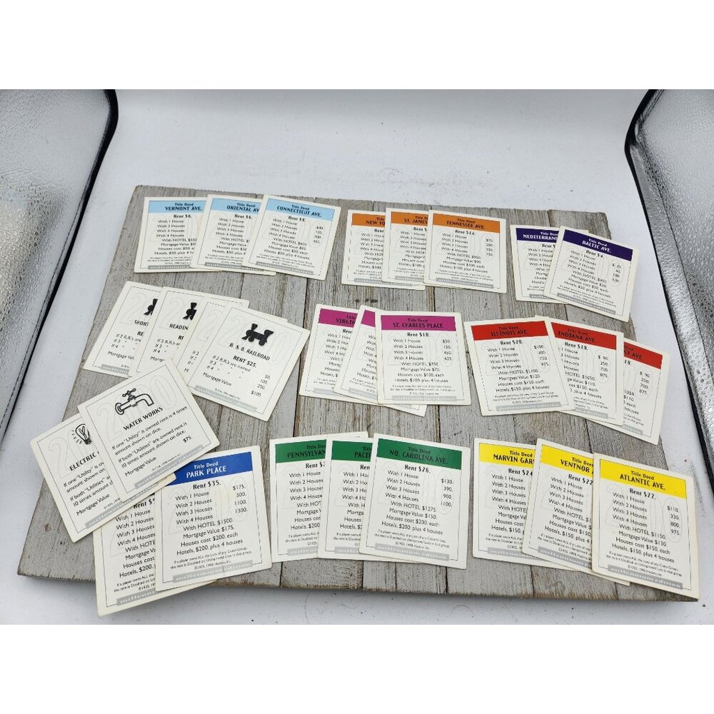 Vintage 1998 Monopoly Millennium 2000 Edition Game Replacement Property Cards